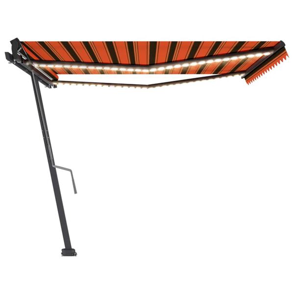 vidaXL Manual Retractable Awning with LED 450x350 cm Orange and Brown