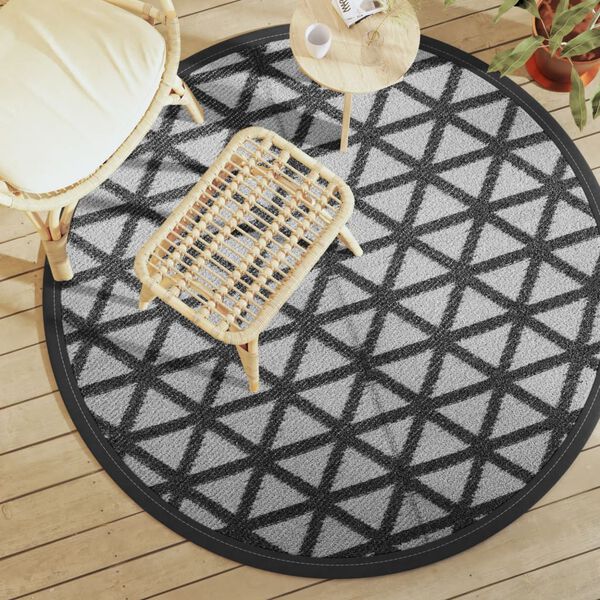 vidaXL Outdoor Carpet ARAKIL Black Ø160 cm PP
