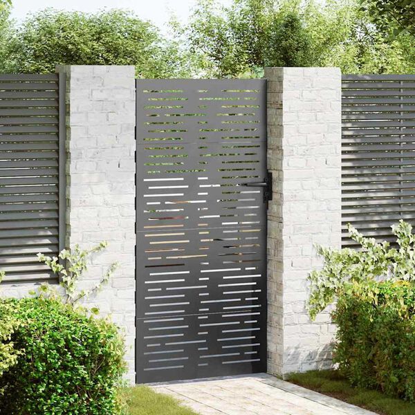 vidaXL Garden Gate with Lock Black 85 x 200 cm Powder-coated steel