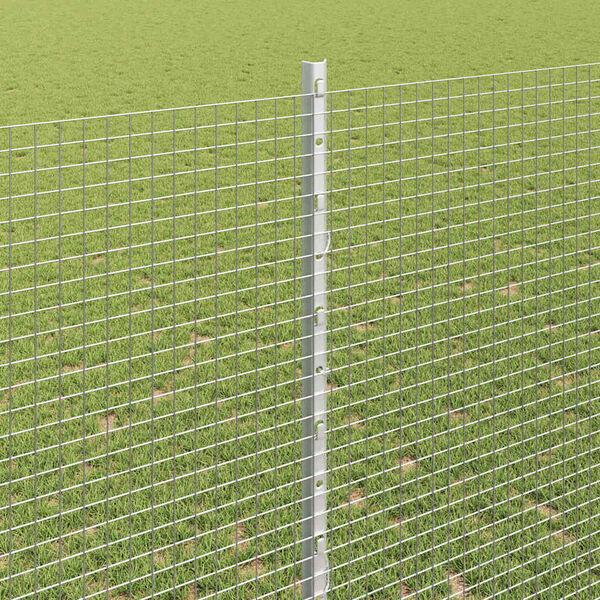 vidaXL Fence with Post Silver 1.4 x 25 m Steel