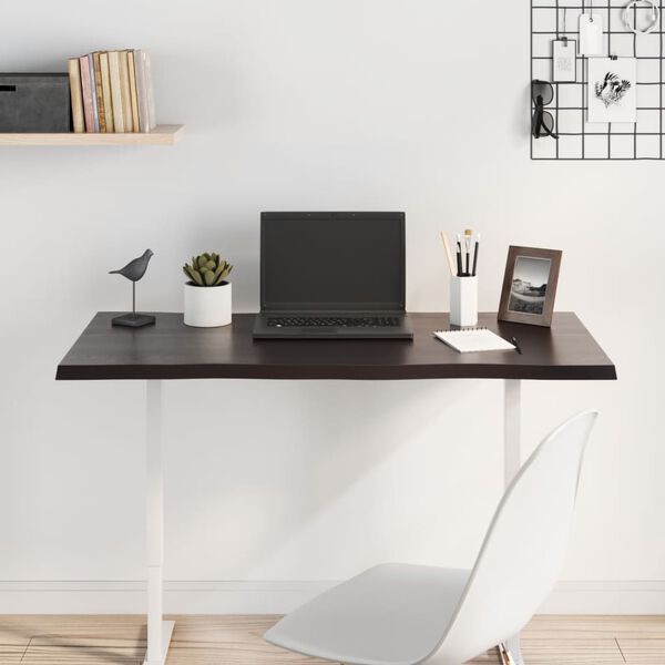 vidaXL Table Top Dark Brown 100x50x2 cm Treated Solid Wood Oak Live Edge