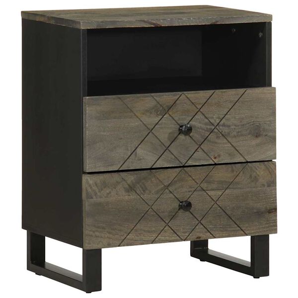 vidaXL Bedside Cabinet Black 50x33x62 cm Solid Wood Mango