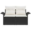 vidaXL Garden Sofa with Cushion Black 141 x 62 x 69cm Poly Rattan