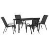 vidaXL Garden Dining Set 5 pcs Black Powder-coated Steel