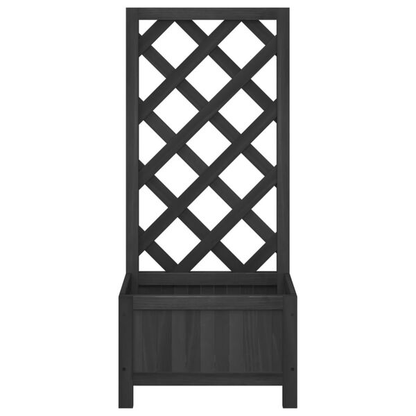 vidaXL Planter with Trellis Black Solid Wood Fir