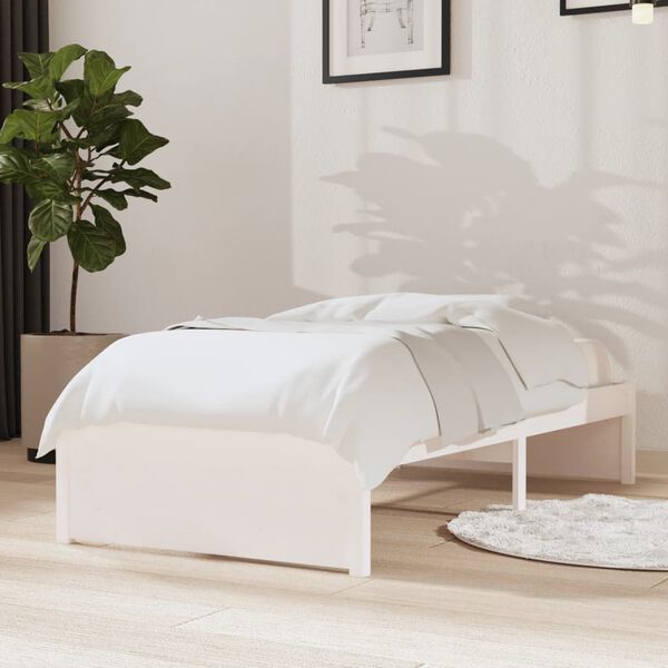 vidaXL Bed Frame without Mattress White Solid Wood 75x190 cm Small Single