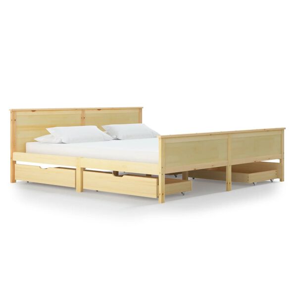 vidaXL Bed Frame without Mattress with 4 Drawers Solid Wood 180x200 cm Super King