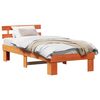 vidaXL Bed Frame with Headboard Wax Brown 90 x 190 cm Solid Pine Wood