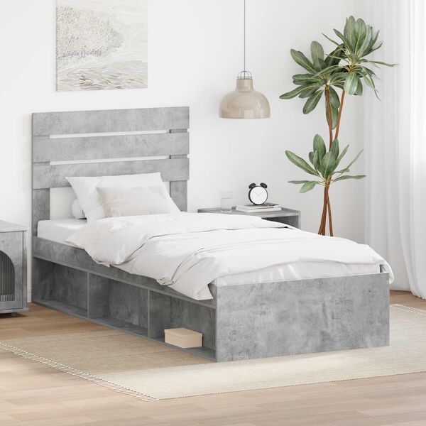 vidaXL Bed Frame Concerte Grey 75 x 190 cm Solid Pine Wood