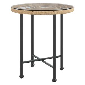 vidaXL Dining Table &Oslash;50 cm&nbsp;Tempered Glass and Steel