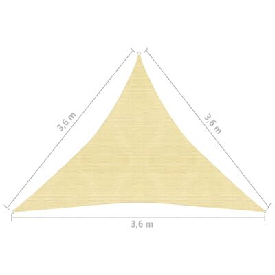 vidaXL Sunshade Sail HDPE Triangular 3.6x3.6x3.6 m Beige