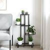 vidaXL 4-Floor Flower Stand with Wheels 44x23x80 cm Black Iron