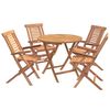 vidaXL 5 Piece Folding Garden Bistro Set Natural Solid Teak Wood