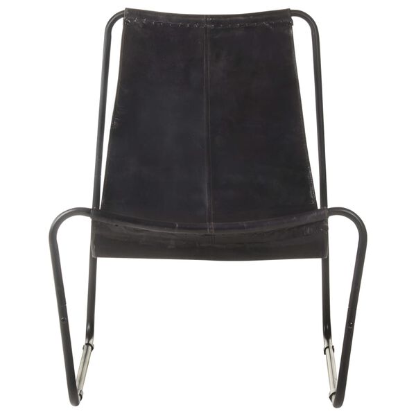 vidaXL Relaxing Chair Black Real Leather