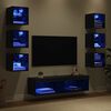 vidaXL TV Cabinet with LED Strip Lights 8 pcs Black Oak Glass