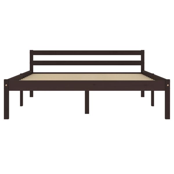 vidaXL Bed Frame without Mattress Dark Brown Solid Pine Wood 140x200 cm