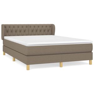 vidaXL Box Spring Bed with Mattress Taupe 140x190 cm Fabric