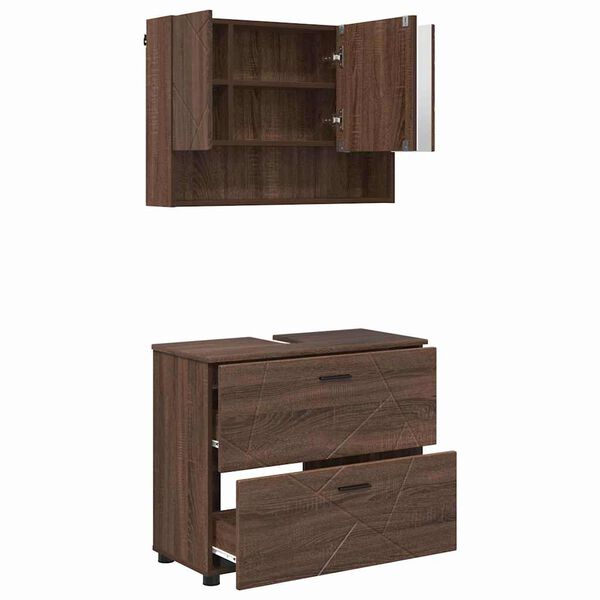 vidaXL Bathroom Furniture Set with Drawer with Shelf 2 pcs Brown Oak