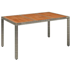 vidaXL Garden Table with Wooden Top Grey 150x90x75 cm Poly Rattan