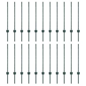 vidaXL Embedded Fence Post 22 pcs Green 120 cm Powder-Coated Steel