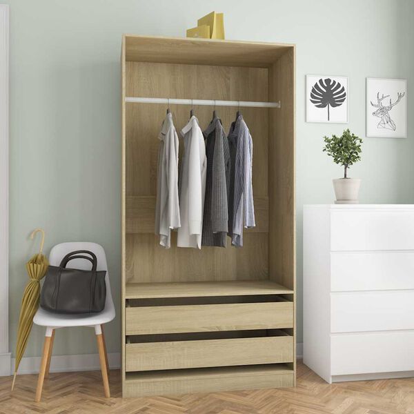 vidaXL Wardrobe Sonoma Oak 100x50x200 cm Engineered Wood