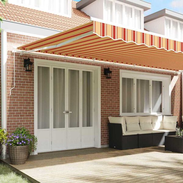 vidaXL Retractable Awning Retractable Yellow and Orange 600 x 350 cm