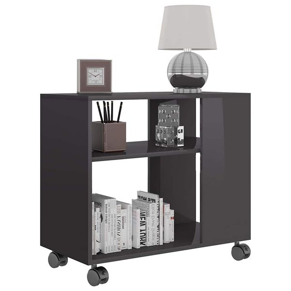 vidaXL Side Table High Gloss Grey 70x35x55 cm Engineered Wood