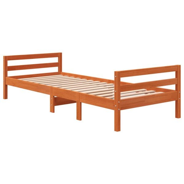 vidaXL Bed Frame without Mattress Wax Brown 90x200 cm Solid Wood Pine