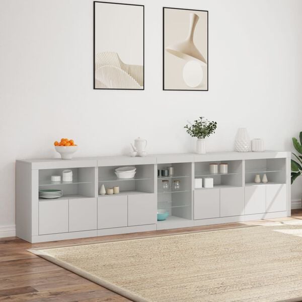 vidaXL Sideboard with LED Lights White 283x37x67 cm