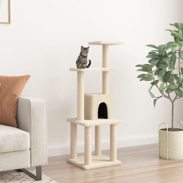 vidaXL Cat Tree with Sisal Scratching Posts Cream 105 cm