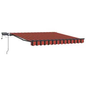 vidaXL Manual Retractable Awning with LED 300x250 cm Orange and Brown