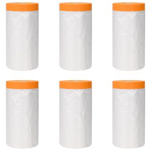 vidaXL Dust Sheet with Adhesive Tape 6 pcs Transparent 140 x 3300 cm