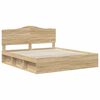 vidaXL Bed Frame with Headboard Sonoma 200 x 200 cm Solid Pine Wood