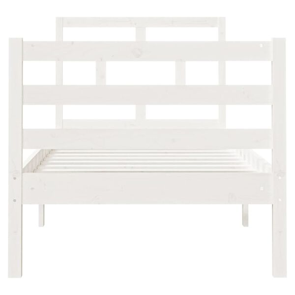 vidaXL Bed Frame without Mattress White 75x190 cm Small Single Solid Wood