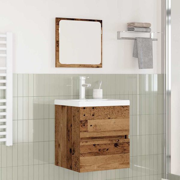 vidaXL Bathroom Furniture Set 2 pcs Old Wood and White Engineered Wood