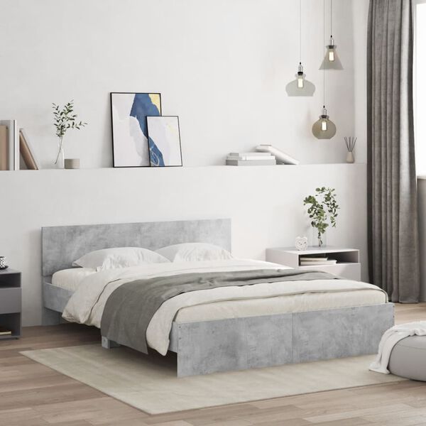 vidaXL Bed Frame without Mattress Concrete Grey 150x200 cm King Size