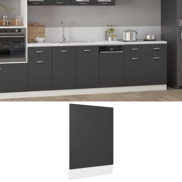 vidaXL Dishwasher Panel Lyon Grey 45x3x67 cm Engineered Wood