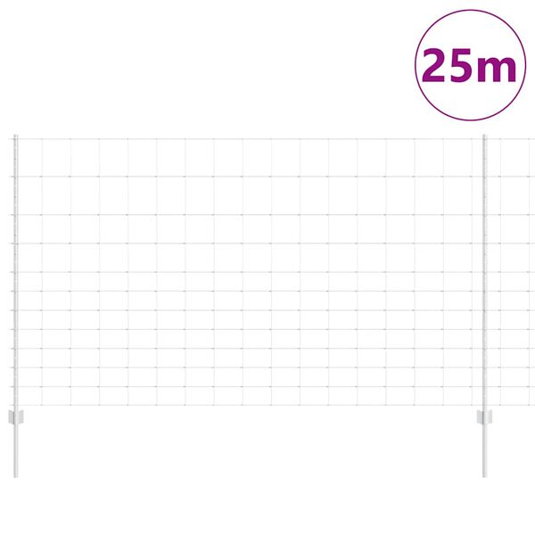 vidaXL Fence with Post Silver 1.4 x 25 m Steel