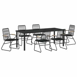 vidaXL Garden Dining Set 7 pcs Black Powder-Coated Steel