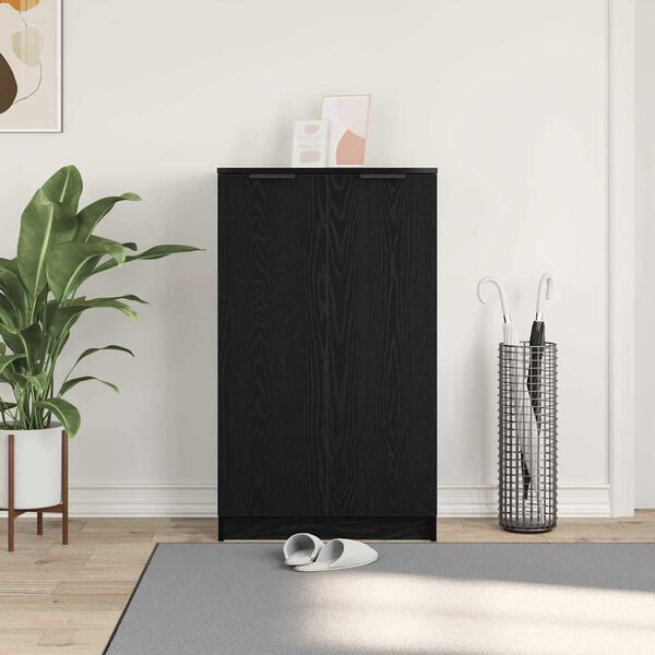 vidaXL Shoe Cabinet Black Oak 59 x 35 x 100 cm Engineered Wood