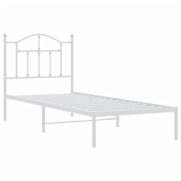 vidaXL Metal Bed Frame without Mattress with Headboard White 80x200cm