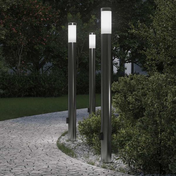 vidaXL Bollard Lights with Outlet 3pcs 110 cm Stainless Steel IP44
