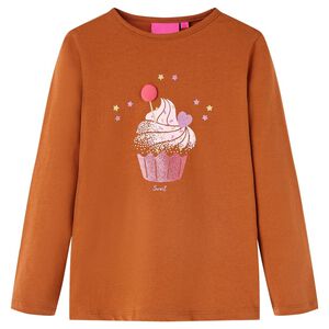 vidaXL Kids'T-shirt with Long Sleeves Cognac 104