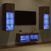 vidaXL TV Wall Cabinets Wall-mounted 4 pcs Black Oak Engineered Wood