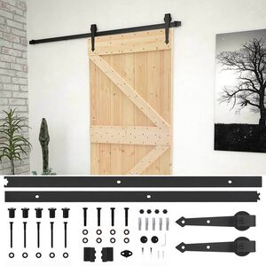 vidaXL Sliding Door 100 x 210 cm Solid Pine Wood Natural and Black