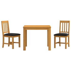 vidaXL Dining Set 3 pcs Black Solid Oak Wood