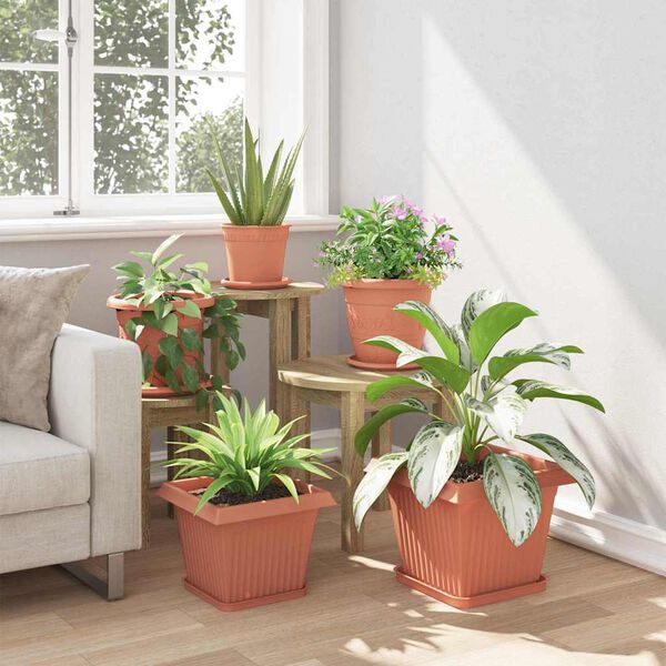 vidaXL Square Flower Pot 24 pcs Brick Red 28.5 x 28.5 x 22 cm Plastic