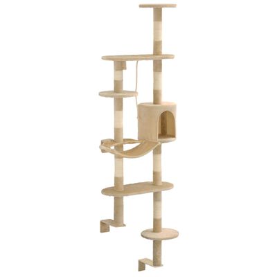 vidaXL Cat Tree with Sisal Scratching Posts Wall Mounted 194 cm Beige