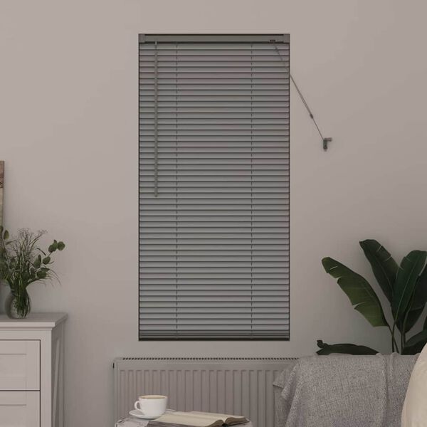 vidaXL Window Blind with Curtains Manual Silver Aluminium