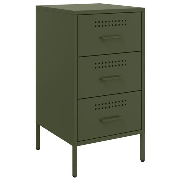 vidaXL Bedside Cabinet Olive Green 36x39x68 cm Steel